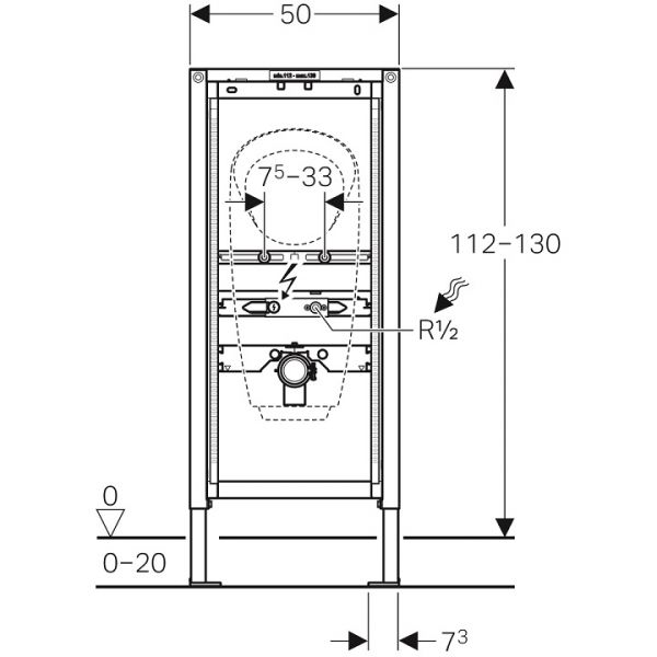 Geberit Duofix Element für Urinal, 112–130cm, universell, für integrierte Urinalsteuerung