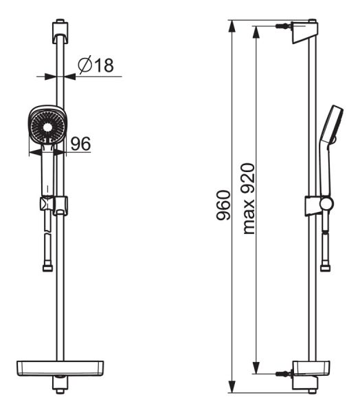 Hansa Hansabasicjet Style Wandstangen-Brauseset, 92cm, 3-strahlig, chrom