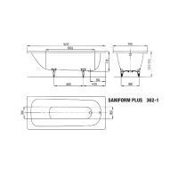 Vorschau: Kaldewei Saniform Plus Rechteck-Badewanne 160x70cm, weiß Mod. 362-1