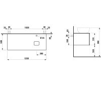 Vorschau: Laufen IL BAGNO ALESSI One Schubladenelement 1200 Ausschnitt rechts, inkl. Hahnloch, zu WT H818975/6
