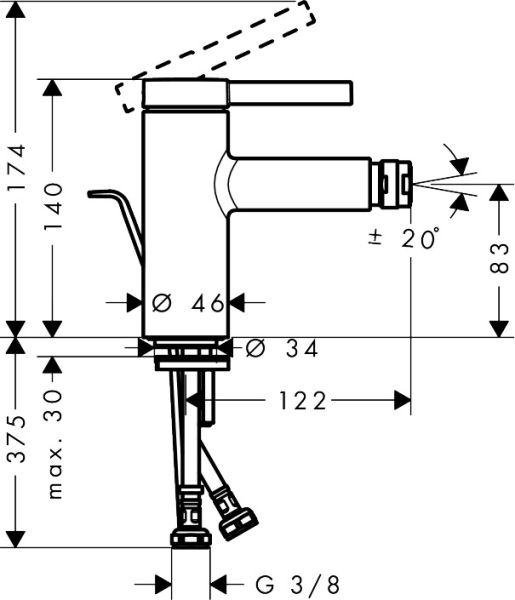 hansgrohe Zesis S Einhebel-Bidetmischer mit Metall Zugstangen-Ablaufgarnitur, chrom