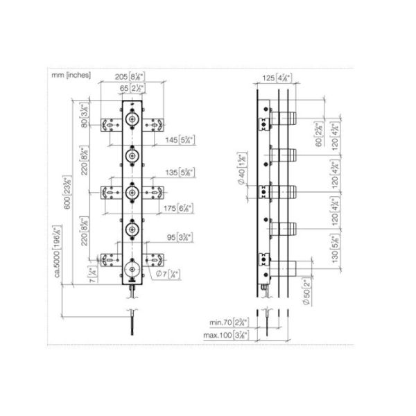 Dornbracht Wandeinbaukasten für 4-fachen Handtuchwärmer, mit Bedienelement