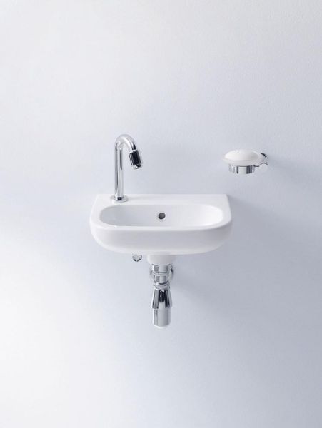 Duravit D-Code Handwaschbecken rechteckig 36x27cm, mit 1 Hahnloch links, mit Überlauf, weiß 0705360009