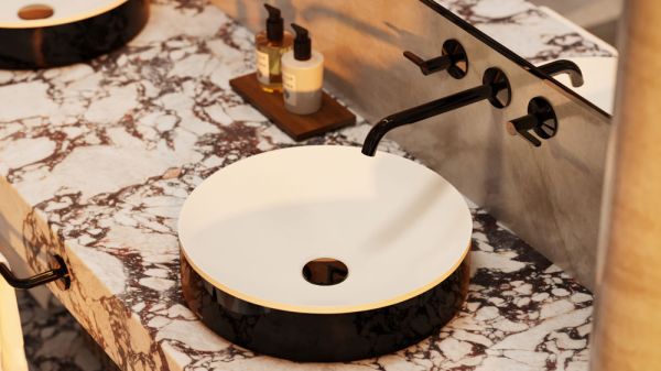 AXOR One 3-Loch Waschtischarmatur Unterputz 22cm für Wandmontage, mit Hebelgriffen