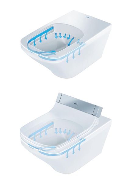 Duravit DuraStyle Wand-WC für Dusch-WC Sitz SensoWash® 62x37,6cm, eckig, WonderGliss, weiß