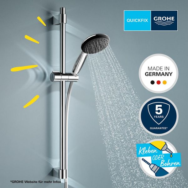 Grohe QuickFix Vitalio Start 110 Brausestangenset 60cm inkl. Handbrause 3 Strahlarten, chrom