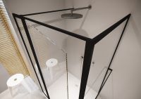 Vorschau: RIHO Lucid 203 Duschkabine mit Pendeltür und Seitenwand 110x90cm, Eckeinstieg, schwarz matt