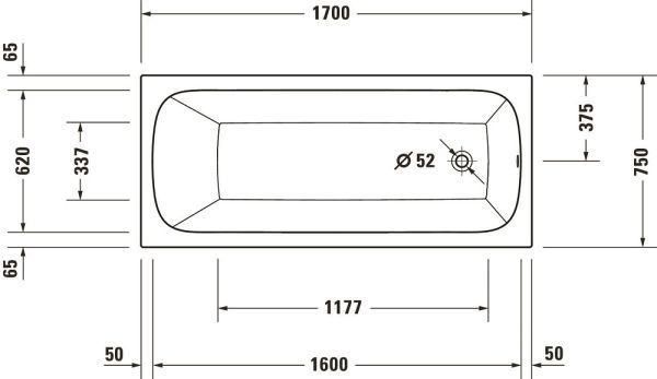 Duravit Qatego Einbau-Badewanne rechteckig 170x75cm, weiß