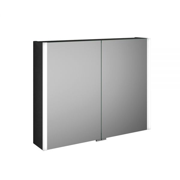 Burgbad Cube Spiegelschrank mit vertikaler LED-Beleuchtung, Vergrößerungsspiegel, dimmbar, 80,8x64cm SPRY080PN458