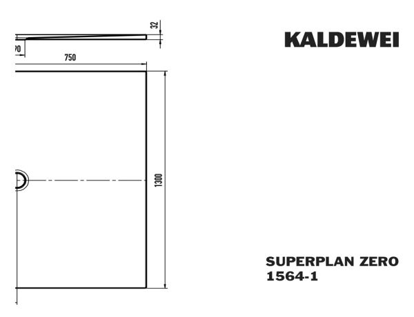 Kaldewei Superplan Zero bodenebene Rechteck-Duschwanne 80x130cm Mod.1566-1