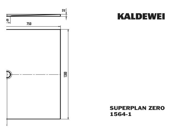 Kaldewei Superplan Zero bodenebene Rechteck-Duschwanne 75x130cm Mod.1564-1