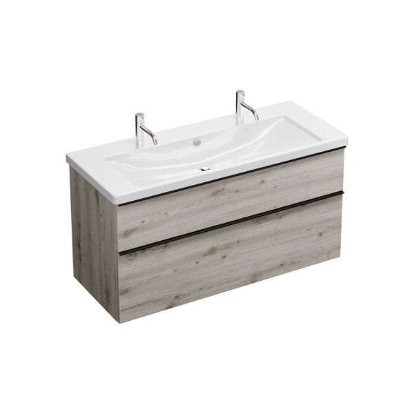 Burgbad Eqio Keramik-Waschtisch 123cm mit Waschtischunterschrank