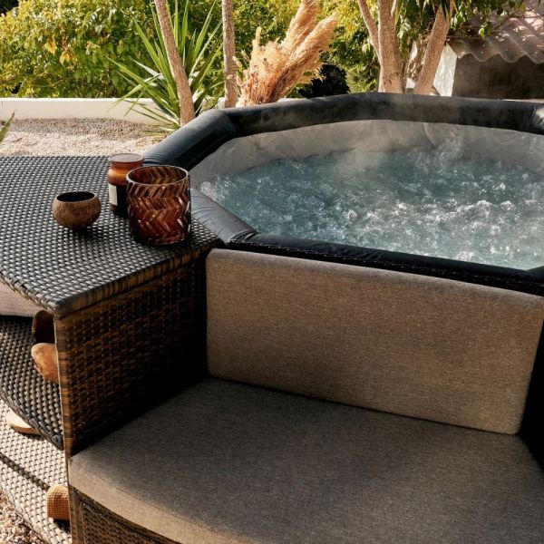 NetSpa Octopus Schaumstoff Whirlpool für 4-6 Personen, achteckig, inkl. 5 tlg. Möbel-Set