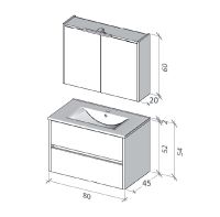 Vorschau: RIHO Porto Wave Waschtisch mit Unterschrank 80cm & LED-Spiegelschrank