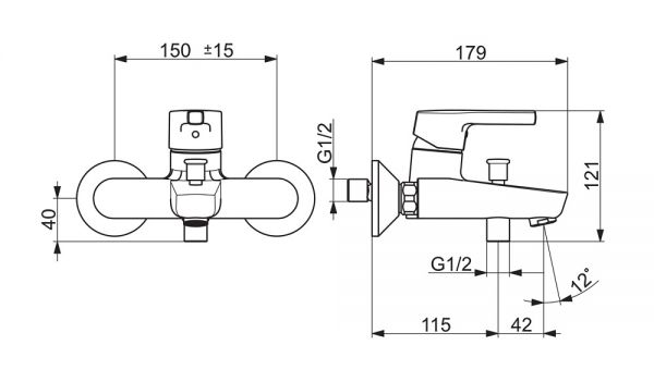 Hansa Hansapaleno Einhand-Wannen- und Brausebatterie, chrom