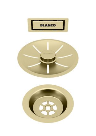 Blanco Ab- und Überlaufset, Einzelbecken, satin gold 203476
