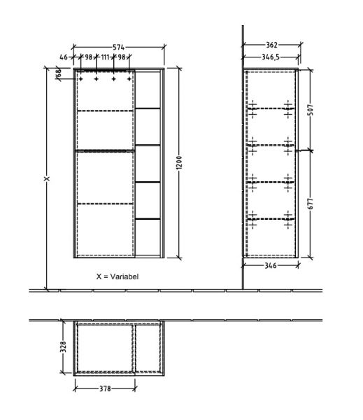 Villeroy&Boch Subway 3.0 Mittelschrank mit 2 Türen und 1 offenes Fach