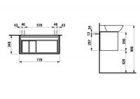 Vorschau: Laufen INO Waschtischunterbau mit 1 Auszug passend zu Waschtisch 81330.1 und 81330.2