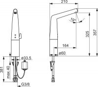 Vorschau: Hansa Hansadesigno Style Waschtisch-Elektronik-Batterie, hoher Auslauf, Batteriebetrieb, chrom