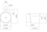 Vorschau: Alape Scopio WT.CO400H Waschtisch, kreisförmig, Ø 40cm, mit Hahnloch, weiß