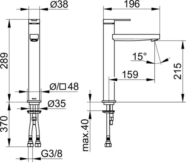 Keuco IXMO Flat Einhebel-Waschtischmischer 210 ohne Ablaufgarnitur, 59510013100