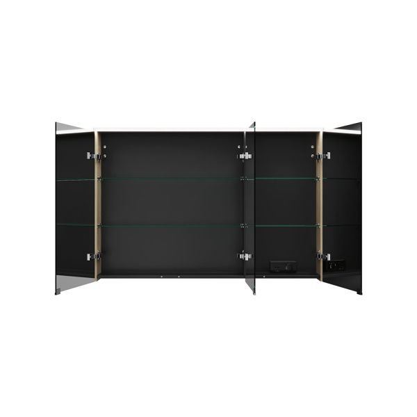 Burgbad Eqio Spiegelschrank mit horizontaler LED-Beleuchtung und 3 Spiegeltüren, 120x80cm