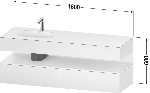 Duravit Qatego Einbauwaschtisch links mit Unterschrank 160cm in weiß supermatt Antifingerprint