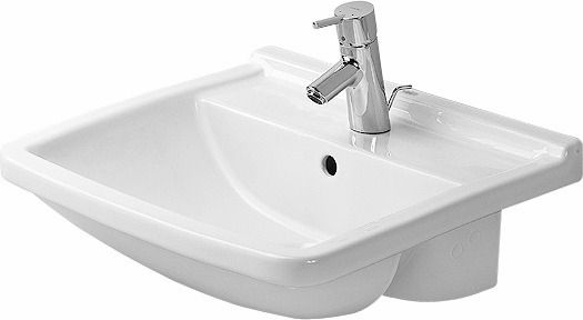 Duravit Starck 3 Halbeinbauwaschtisch rechteckig 55x46cm, 1 Hahnloch, mit Überlauf, WonderGliss, weiß 03105500001