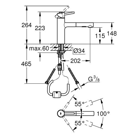 Grohe Concetto Einhand-Spültischbatterie, mittelhoch auszb. Spülbrause, chrom