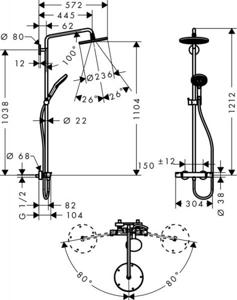 Hansgrohe Raindance Select S 240 1jet Showerpipe, chrom