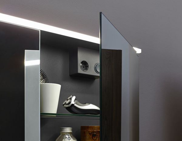 Burgbad Eqio Spiegelschrank mit horizontaler LED-Beleuchtung und 2 Spiegeltüren, 80x80cm