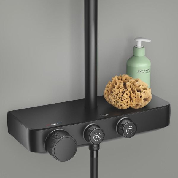 Grohe Vitalio Joy+ SmartControl System 350x230 Mono Duschsystem mit Thermostat, Aufputz, schwarz matt 