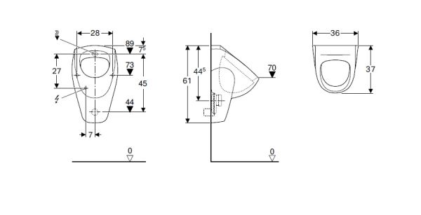 Geberit Renova Urinal, Zulauf von hinten Abgang nach hinten, weiß_2