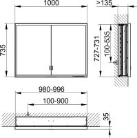 Vorschau: Keuco Royal Lumos Spiegelschrank für Wandeinbau, 2 lange Türen, 100x73,5cm 14314172301