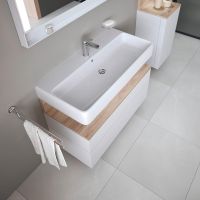 Vorschau: Duravit Qatego Waschtisch 100x47cm wandhängend, mit Hahnloch, HygieneGlaze, weiß 2382102000