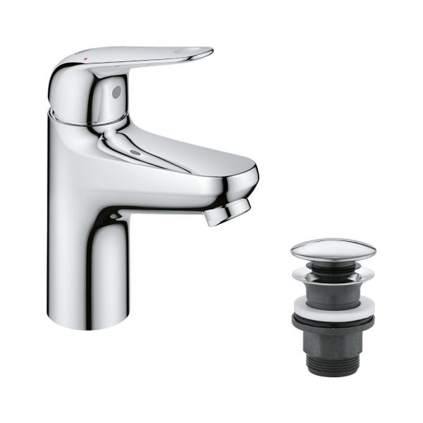Grohe QuickFix Swift Wasserhahn mit Push-Open Ablaufgarnitur, S-Size, chrom 24318001