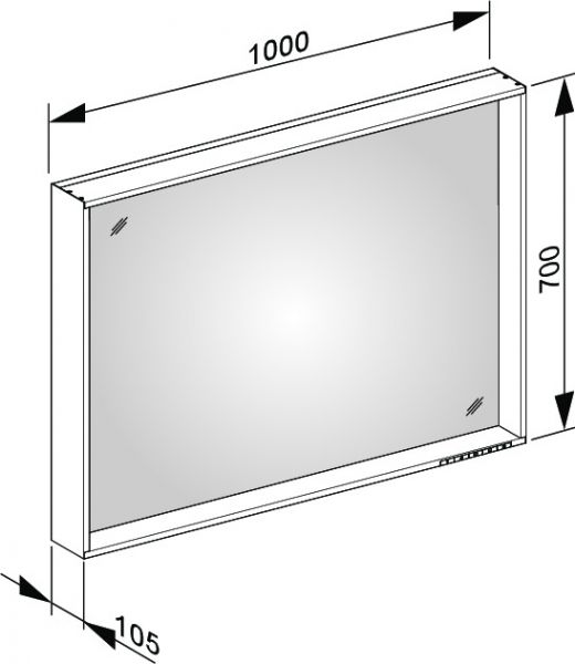 Keuco Plan Lichtspiegel DALI-steuerbar, silber-gebeizt-eloxiert, 100x70cm
