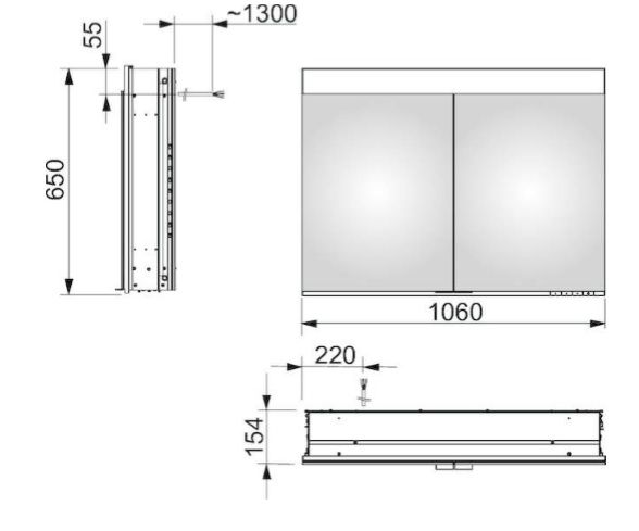 Keuco Edition 400 Spiegelschrank 1 Lichtfarbe für Wandeinbau 106x65cm