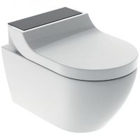 Geberit AquaClean Tuma Comfort Wand-Dusch-WC Komplettanlage, weiß/Glas schwarz