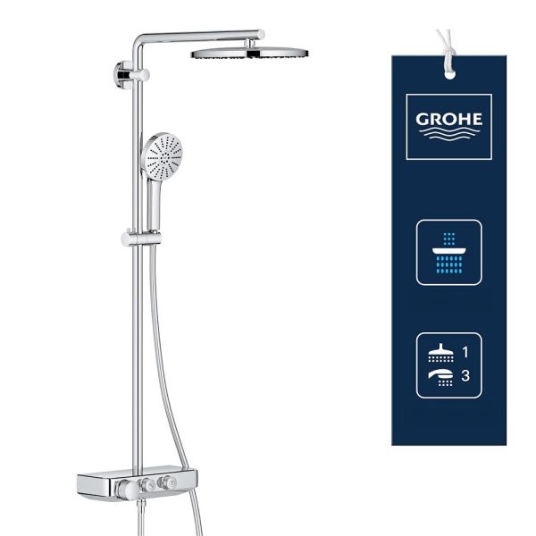 Grohe Vitalio Joy+ SmartControl System 280 Mono Duschsystem mit Thermostat, AquaBooster & Strahlarten
