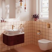 Vorschau: Grohe Lineare Badarmatur S-Size, Zugstangen-Ablaufgarnitur, wassersparend, warm sunset gebürstet
