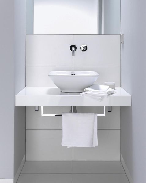 Duravit Bacino Aufsatzbecken 42x42cm quadratisch, mit Überlauf, ohne Hahnloch, weiß 0333420000