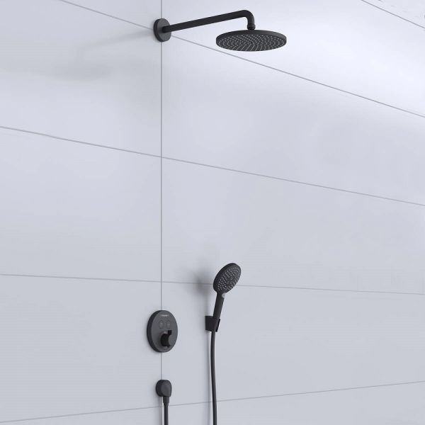 Hansgrohe Raindance S Duschsystem Unterputz 240 1jet PowderRain mit ShowerSelect S, schwarz matt