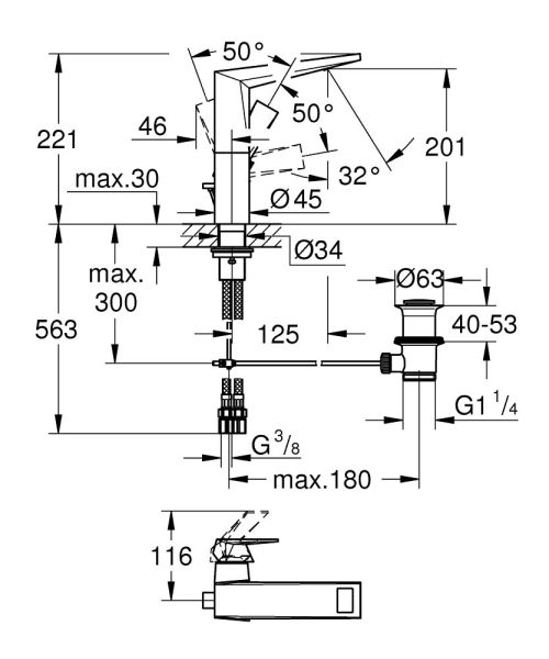 Grohe Allure Brilliant Einhand-Waschtischbatterie L-Size mit Ablaufgarnitur