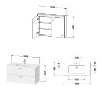 Vorschau: Duravit XBase Badmöbel-Set 103cm mit ME by Starck Waschtisch und Spiegelschrank