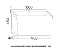 Burgbad Sys30 Waschtischunterschrank 95cm zu Catalano Zero + 10ZP mit Tip-On-Technik WWCS095F0945K0095G0126