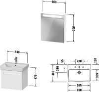 Vorschau: Duravit No.1 Badmöbel-Set 60cm mit Waschtisch, Spiegelschrank, 1 Auszug und Innenschublade