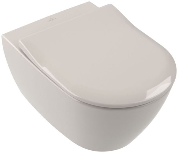 Villeroy&Boch Subway 2.0 WC spülrandlos, DirectFlush, 56x37cm 5614R0R3 pergamon mit Deckel 9M78S1R3