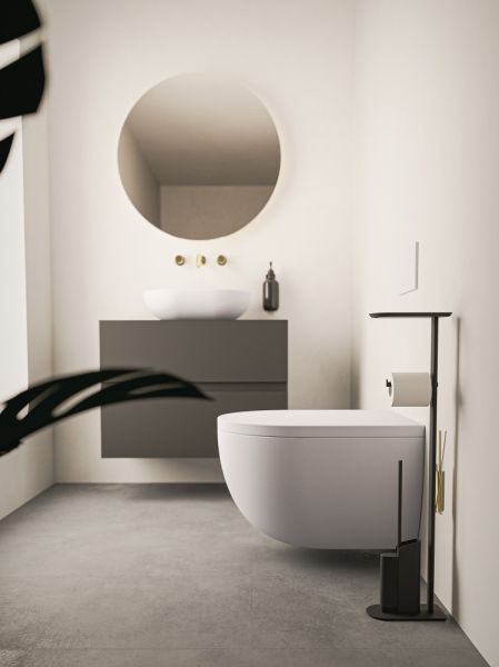 Cosmic Flat Stand-Toilettenbürstenhalter mit Rollenhalter, schwarz matt WJC512A0097036