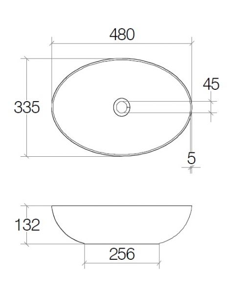 lineabeta ACQUAIO Aufsatzwaschtisch, oval, 48x33,5cm